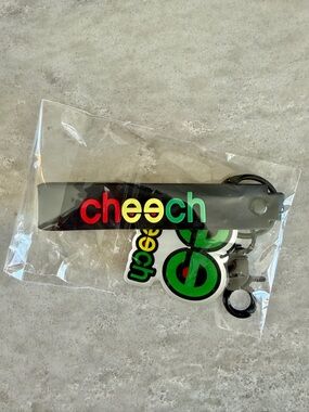 Cheech Glass Official Keychain Rasta Logo Rubber Strap Clip NIP New 4in